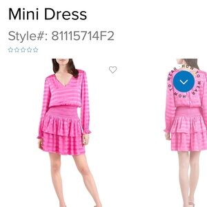 1. State Fuchsia Long Sleeve mini Dress. NWT